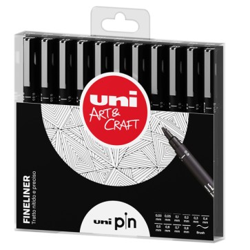 Pin fineliner - nero - 11 gradazioni - Uni Mitsubishi - astuccio 11 pezzi