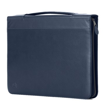 Portablocco Office - con manico - ecopelle - con zip - 28x36 cm - blu - InTempo