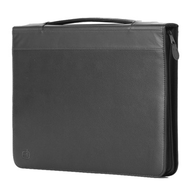 Portablocco Office - con manico - ecopelle - con zip - 28 x 36 cm - nero - InTempo