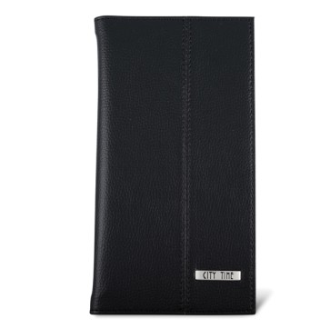 Portabiglietti da visita Professional - similpelle - nero - 12,5x23,5 cm - City Time