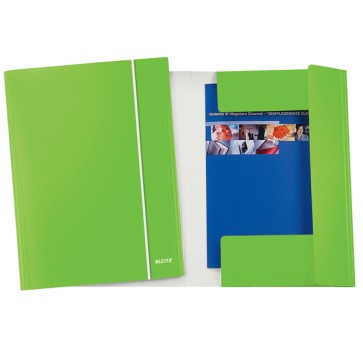 Cartella con elastico WOW - cartoncino plastificato - 3 lembi - 25x35 cm - verde lime - Leitz