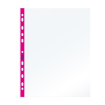 Buste forate - PPL - con banda fucsia neon - liscia - 22 x 30 cm - Favorit - conf. 25 pezzi