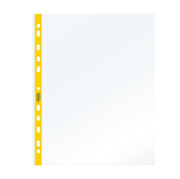 Buste forate - PPL - con banda giallo neon - liscia - 22  x 30 cm - Favorit - conf. 25 pezzi