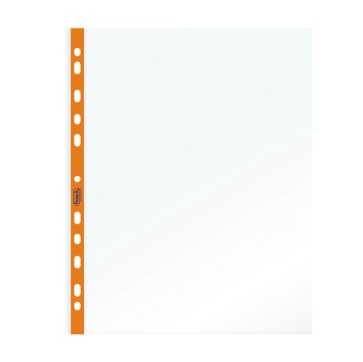 Buste forate - PPL - con banda arancio neon - liscia - 22 x 30 cm - Favorit - conf. 25 pezzi