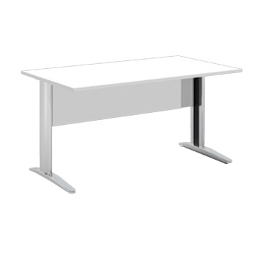 Scrivania Easy fianchi verniciati effetto cromato - lineare - 120 x 80 x 72 cm - bianco
