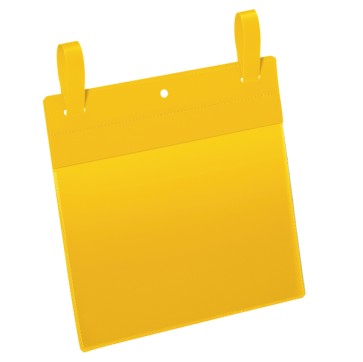 Buste identificative - con fascette di aggancio - A5 orizzontali - giallo - Durable - conf. 50 pezzi