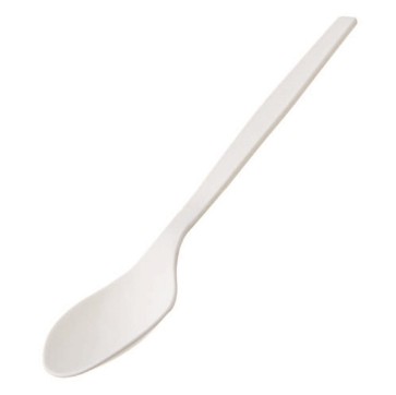 Cucchiaio monouso in CPLA - 16 cm - bianco - Leone - conf. 50 pezzi