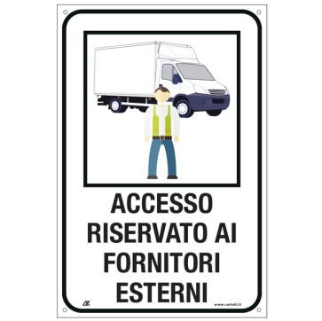 Etichetta - ''Accesso riservato ai fornitori esterni'' - 20x30 cm - Cartelli Segnalatori