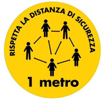 Pittogramma adesivo - da terra - ''Rispetta la distanza di sicurezza'' -  diametro 50 cm