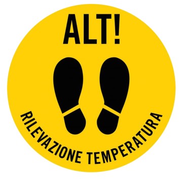 Pittogramma adesivo - da terra - ''Alt Rilevazione temperatura'' -  diametro 50 cm