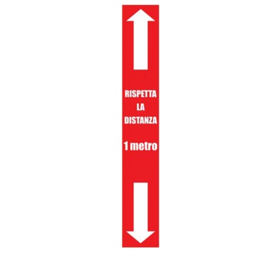 Striscia adesiva - da terra - ''rispetta la distanza di 1 mt'' - 100 x 15 cm