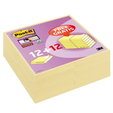 Post-It Super Sticky - 76 x76 mm - giallo Canary - Post-It - promo pack 12 + 12 pezzi