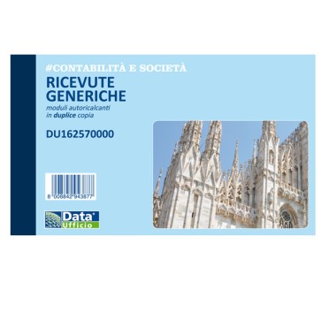 Blocco ricevute generiche - 50/50 copie autoricalcanti - 10 x 16,8 cm - DU162570000 - Data Ufficio