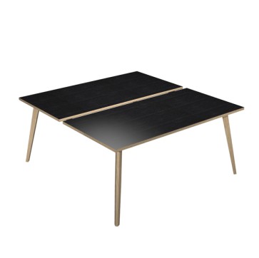 Scrivania Woody a 2 postazioni contrap. - 120 x 166 cm - rovere / nero venato