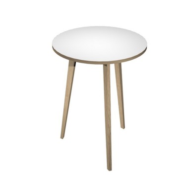 Tavolo rotondo alto Woody - diametro 80 cm - H 105 cm - rovere/bianco