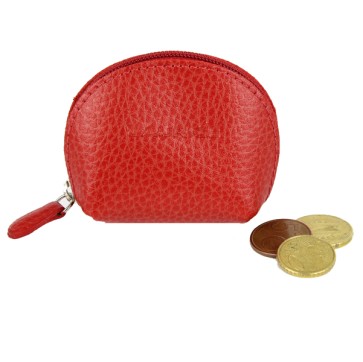 Portamonete Mini c/zip - 8 x 5,5 cm - vera pelle - rosso - Laurige France