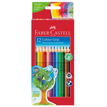 Matite colorate Color Grip - acquerellabili - Faber-Castell - scatola 12 pezzi