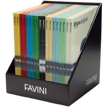 Risma Acqua e Luce - A4 - 90 gr - 100 fogli - colori assortiti - Favini - expo da banco 18 pezzi