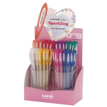 Penna Signo Sparkling - colori assortiti glitter - Uni Mitsubishi - expo 48 pezzi