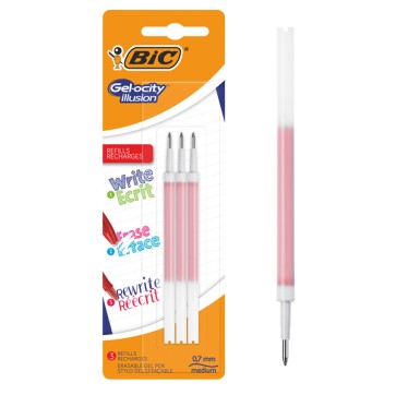 Refill a sfera gel cancellabile - punta 0,7 mm - rosso - Bic - blister 3 pezzi