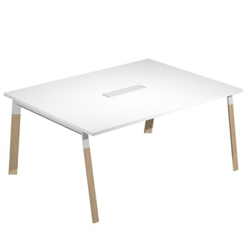 Tavolo riunione Woody - 160 x 120 x 72,5 cm - piano bianco