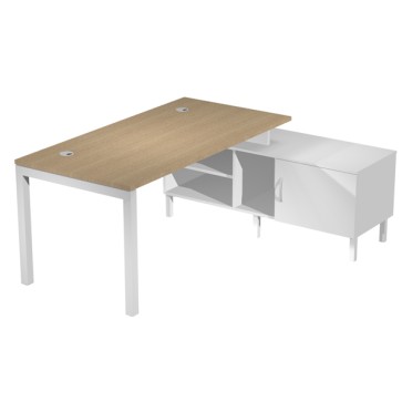 Scrivania Agorà - con mobile di servizio portante - 165 x 140 x L 72,5 cm - rovere