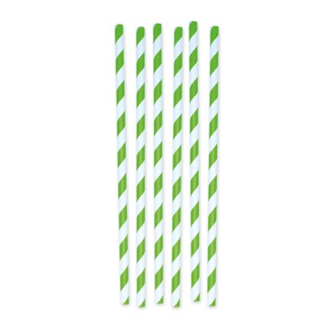 Cannucce Stripes - carta - verde/bianco - Big Party - conf. 12 pezzi