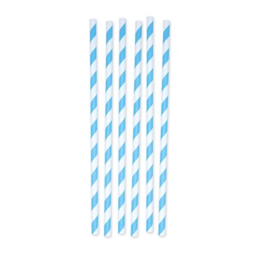 Cannucce Stripes - carta - azzurro/bianco - Big Party - conf. 12 pezzi