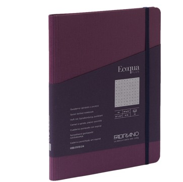 Taccuino Ecoqua Plus - con elastico - spiralato - A5 - 70 fogli - puntinato - vino - Fabriano