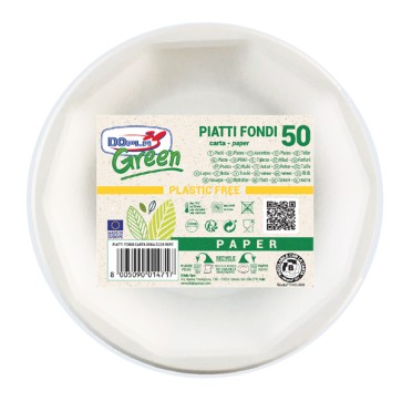 Piatto fondo - green - carta - D 22,5 cm - bianco - Dopla - conf. 50 pezzi