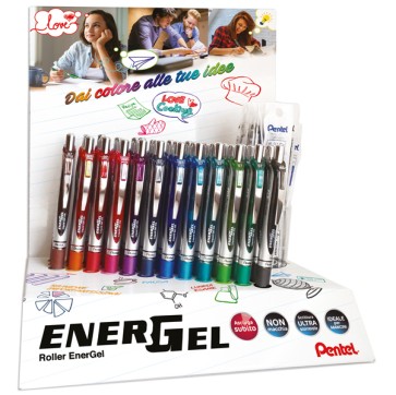 Roller + refill Energel XM - punta 0.7mm - colori assortiti - Pentel - Expo 42+42 pezzi