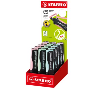 Evidenziatore Green Boss  - colori assortiti pastel - Stabilo - expo 15 pezzi