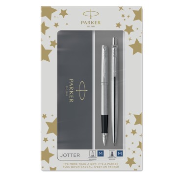 Gift Set DUO - Jotter stainless steel CT sfera + stilografica - punta media - Parker