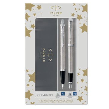 Gift Set DUO - IM stainless steel sfera + stilografica - punta media - Parker