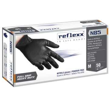 Guanti in nitrile N85B - ultra resistenti - tg XXL - nero - Reflexx - conf. 50 pezzi