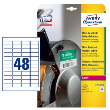 Etichette adesive - in PE - laser - permanenti - 45,7 x 21,2 mm - 48 et/fg - 10 fogli - bianco - Avery