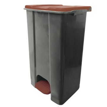 Contenitore mobile Ecoconti - a pedale - 80 L - plastica riciclata - grigio/marrone - Medial