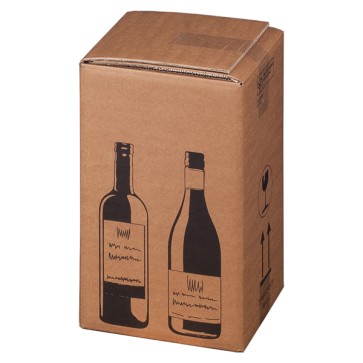 Scatola Wine Pack - 4 bottiglie - 21,2 x 20,4 x 36,8 cm - cartone doppia onda - avana - Bong Packaging - conf. 10 pezzi