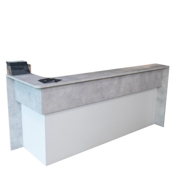 Modulo reception lineare Welcome in - c/est. arrot. - 263 x 83 x 109 cm - bianco/cemento - LineKit