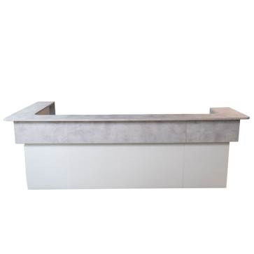 Modulo reception lineare Welcome in - c/2 est. arrot. - 342 x 83 x 109 cm - bianco/cemento - LineKit