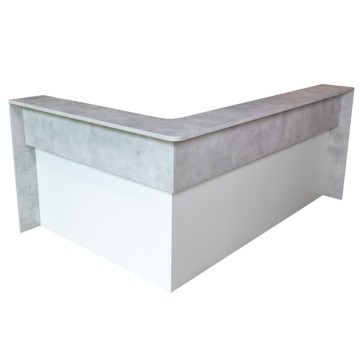Modulo reception angolare Welcome in - c/scrivania - 223 x 203 x 109 cm - bianco/cemento - LineKit