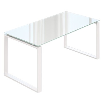 Scrivania direzionale Swing 7020 - 180 x 80 cm - cristallo/bianco - LineKit