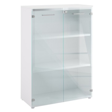 Armadio modulare Filing - con ante in vetro - 90 x 41,6 x 128 cm - bianco - LineKit