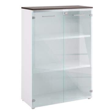 Armadio modulare Filing - con ante in vetro - 90 x 41,6 x 128 cm - wengE' - LineKit