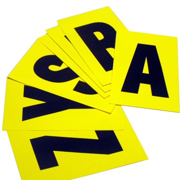 Lettere adesive da A a Z - 230 x 140 mm - 1 et/fg - 26 fogli - nero/giallo - Beaverswood - conf. 26 etichette