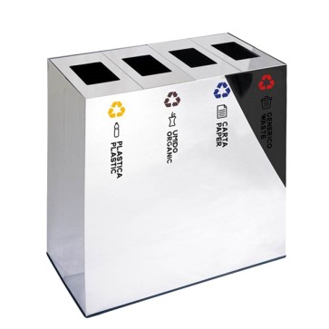 Contenitore - con 4 scomparti da 30 L - acciaio inox - Laminart