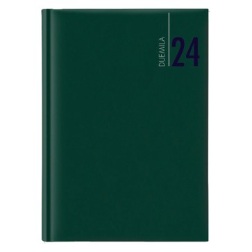 Agenda giornaliera 2024 - copertina in carta imbottita - 14,5 x 20,5 cm - verde