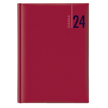 Agenda giornaliera 2025 - copertina in carta imbottita - 17 x 24 cm - rosso