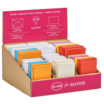 Espositore 750 biglietti + 750 buste - formato 4 e 9 - bianco/colori assortiti - Rex Sadoch