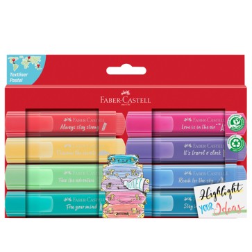 Evidenziatore Textliner 46 - colori assortiti pastel - Faber Castell - astuccio 8 pezzi
